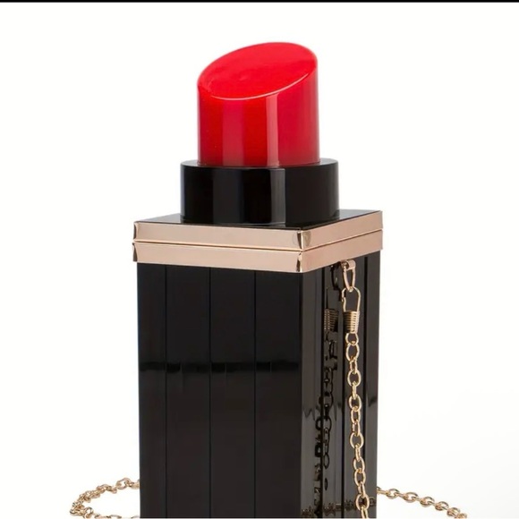 Chic Lipstick-Shaped Handbag in Red and Black NWT - Picture 8 of 9